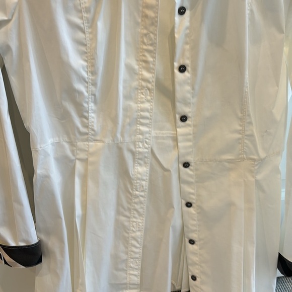 Burberry White Button Down Shirt with classic check accents - Picture 3 of 6